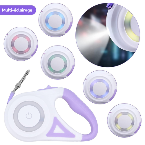 Laisse anti-traction avec lumières LED